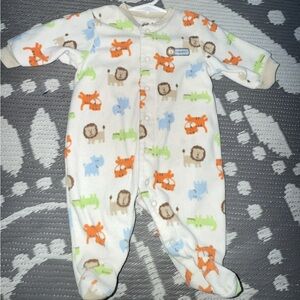 Carter's Cream and Orange Footies with Playful Animal Print